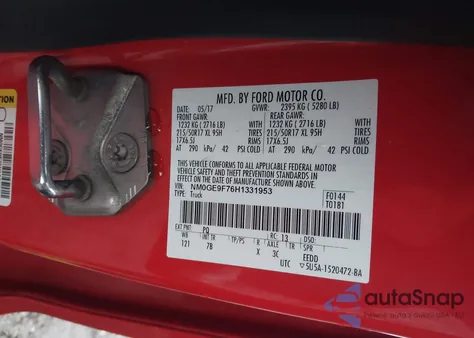 2017 Ford Transit Connect Xlt z USA, uszkodzony, nr VIN NM0GE9F76H1331953